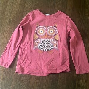 Hanna Andersson Pink Long Sleeve Tee with Owl Design